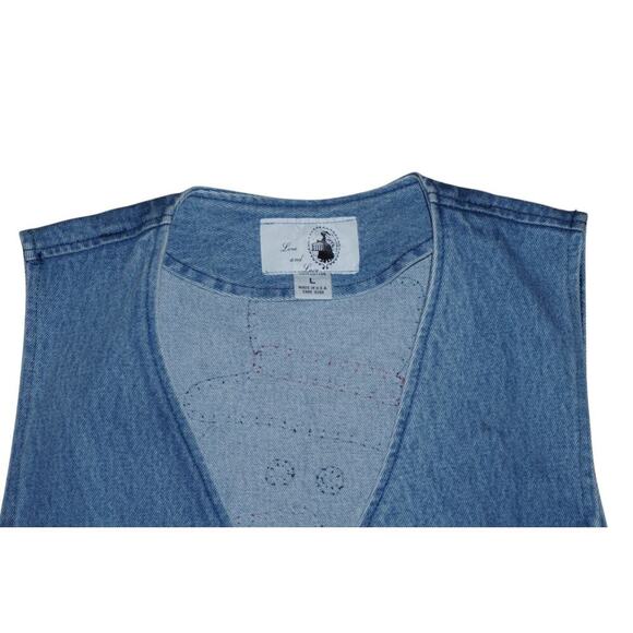 Vintage 90s Denim Snowman Christmas Vest – Love and Lace – Size Large – USA - Picture 3 of 5